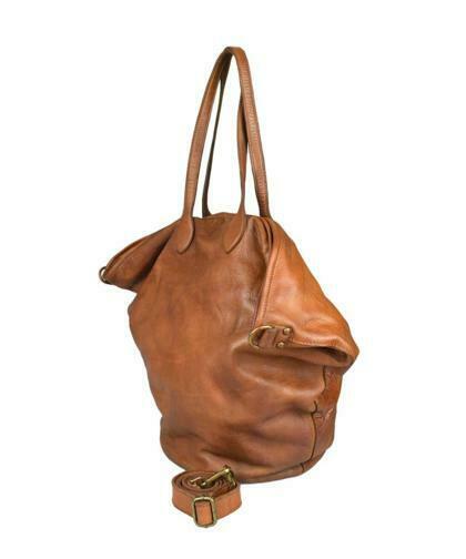 BZNA Big Bag Paula Taupe Italy Vintage Schultertasche Designer Handtasche Leder