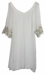 Load image into Gallery viewer, BZNA Ibiza Empire Dress Weiß Sommer Kleid Seidenkleid Damen Seide Silk Häckel
