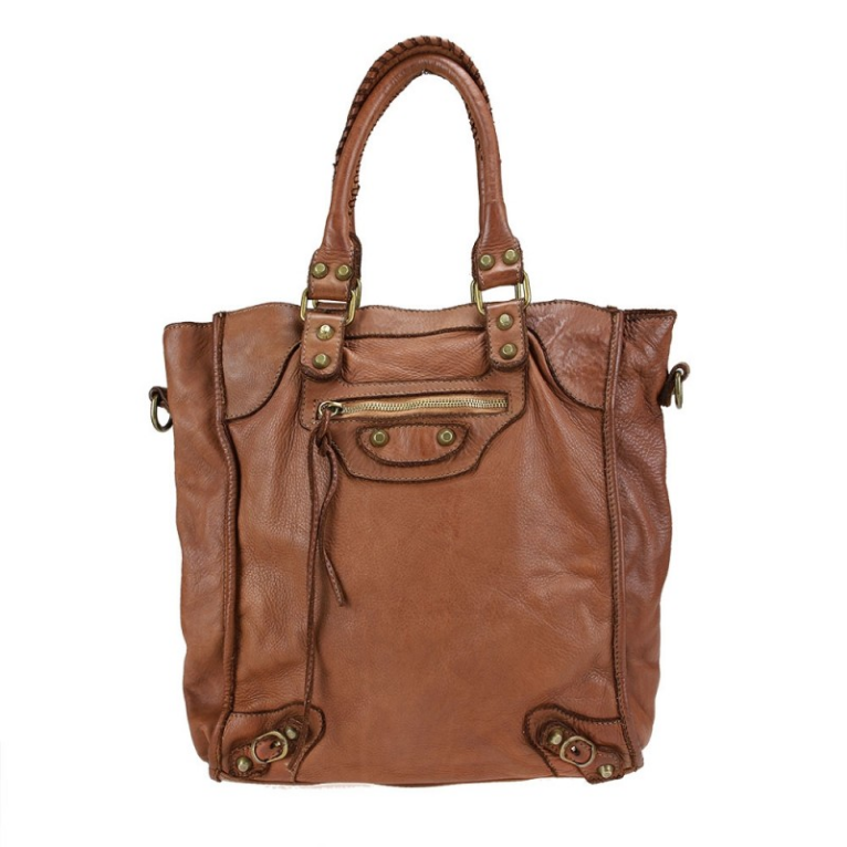 BZNA Bag Caro Cognac Italy Designer Damen Handtasche Schultertasche Tasche Leder