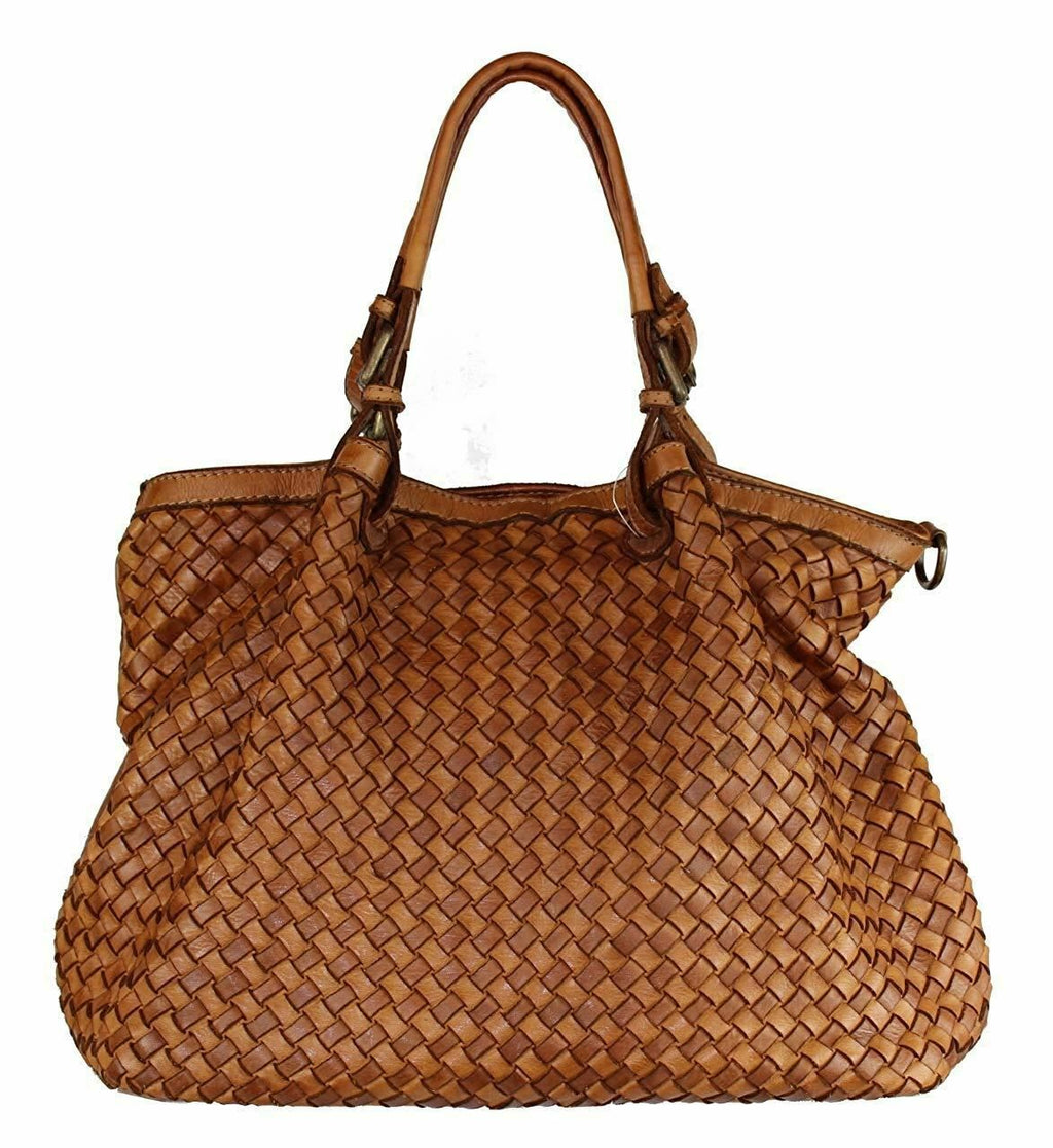 BZNA Bag Rina cognac Lederfarben Italy Designer Damen Handtasche Schultertasche - B Z N A