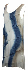 BZNA Ibiza Empire Batik  Dress Blau Sommer Kleid Seidenkleid Damen Seide Silk