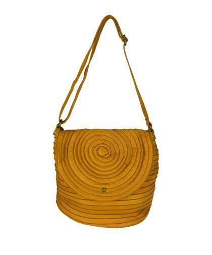 BZNA Bag Hazel Gelb Italy Designer Beutel Umhängetasche Damen Handtasche Leder - B Z N A