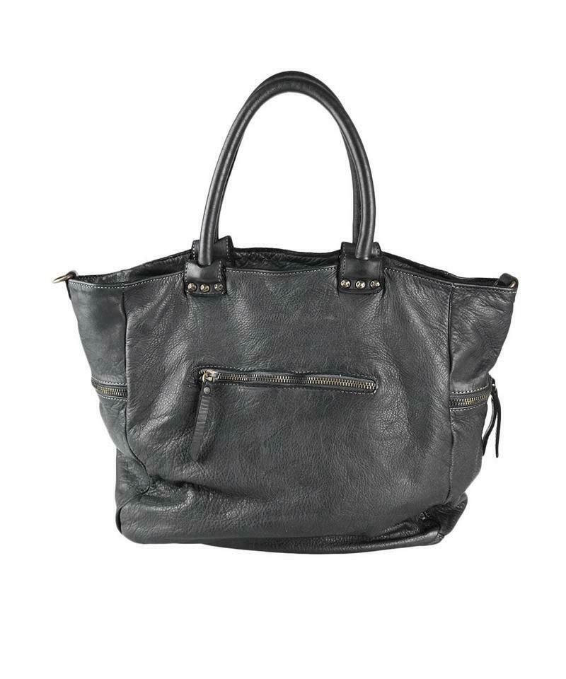 BZNA Bag Rita Blau used look Italy Designer Handtasche Schultertasche Leder