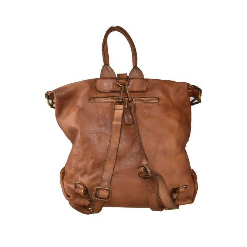 BZNA Bag Mona Cognac Backpacker Designer Rucksack Ledertasche Damenhandtasche