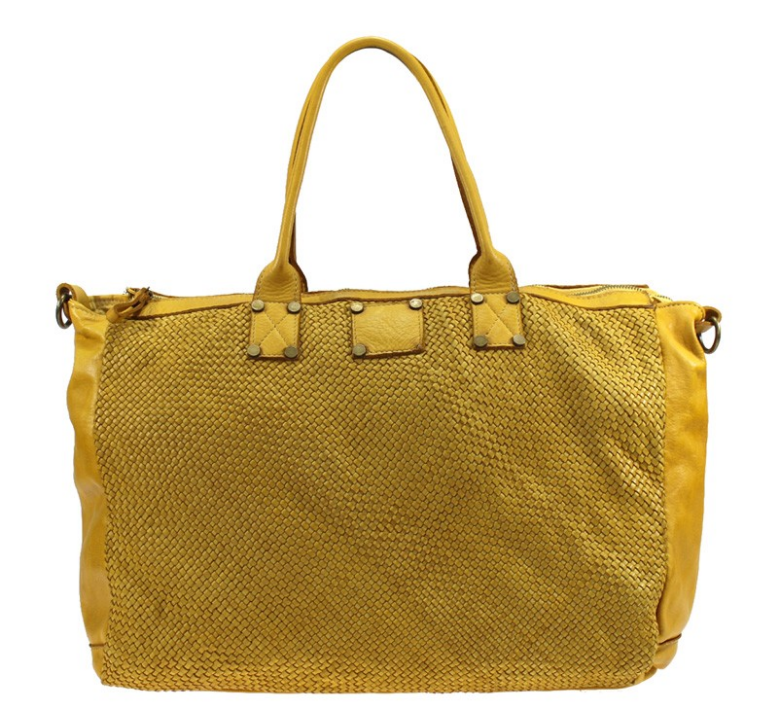 BZNA Bag Funny Gelb Shopper Tasche Schultertasche Handtasche Designer Leder