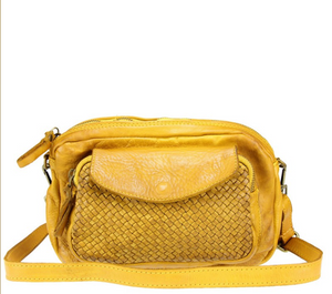 BZNA Bag Macy Gelb Italy Designer Clutch Braided Ledertasche Umhängetasche
