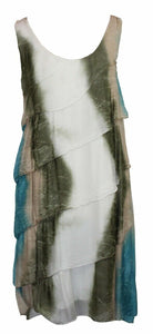 BZNA Ibiza Empire Batik  Dress Grün Sommer Kleid Seidenkleid Damen Seide Silk