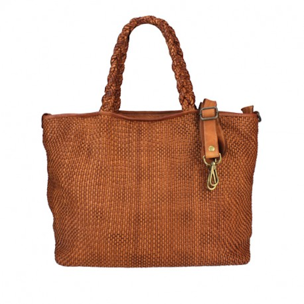BZNA Bag Rozen Cognac Italy Vintage Schultertasche Designer Damen Handtasche