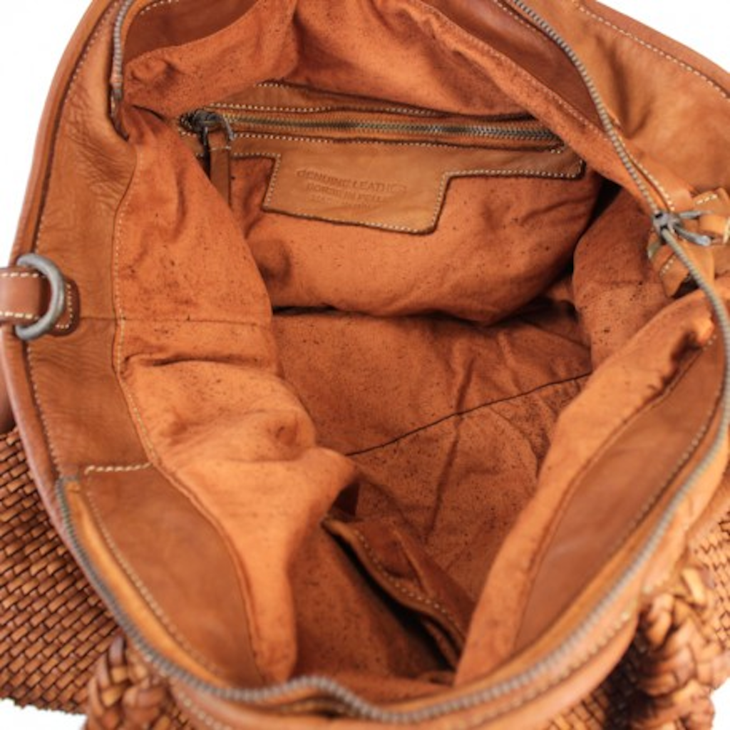 BZNA Bag Rozen Cognac Italy Vintage Schultertasche Designer Damen Handtasche