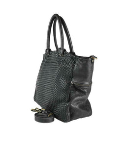 BZNA Bag Rita Schwarz used look Italy Designer Handtasche Schultertasche Leder