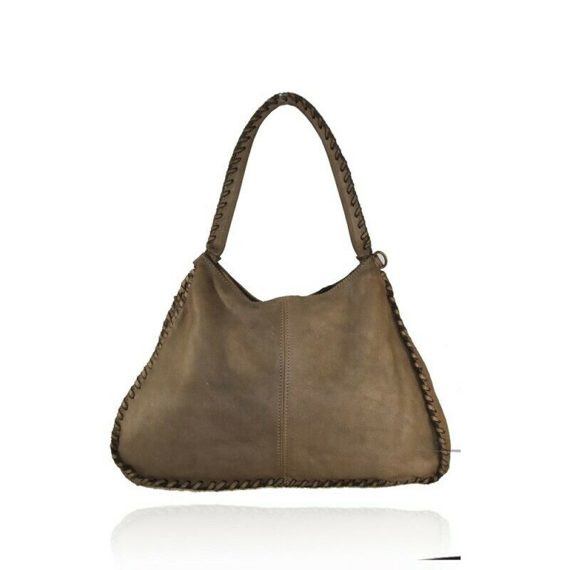 BZNA Bag Palma Taupe Italy Designer Handtasche Schultertasche Tasche Leder