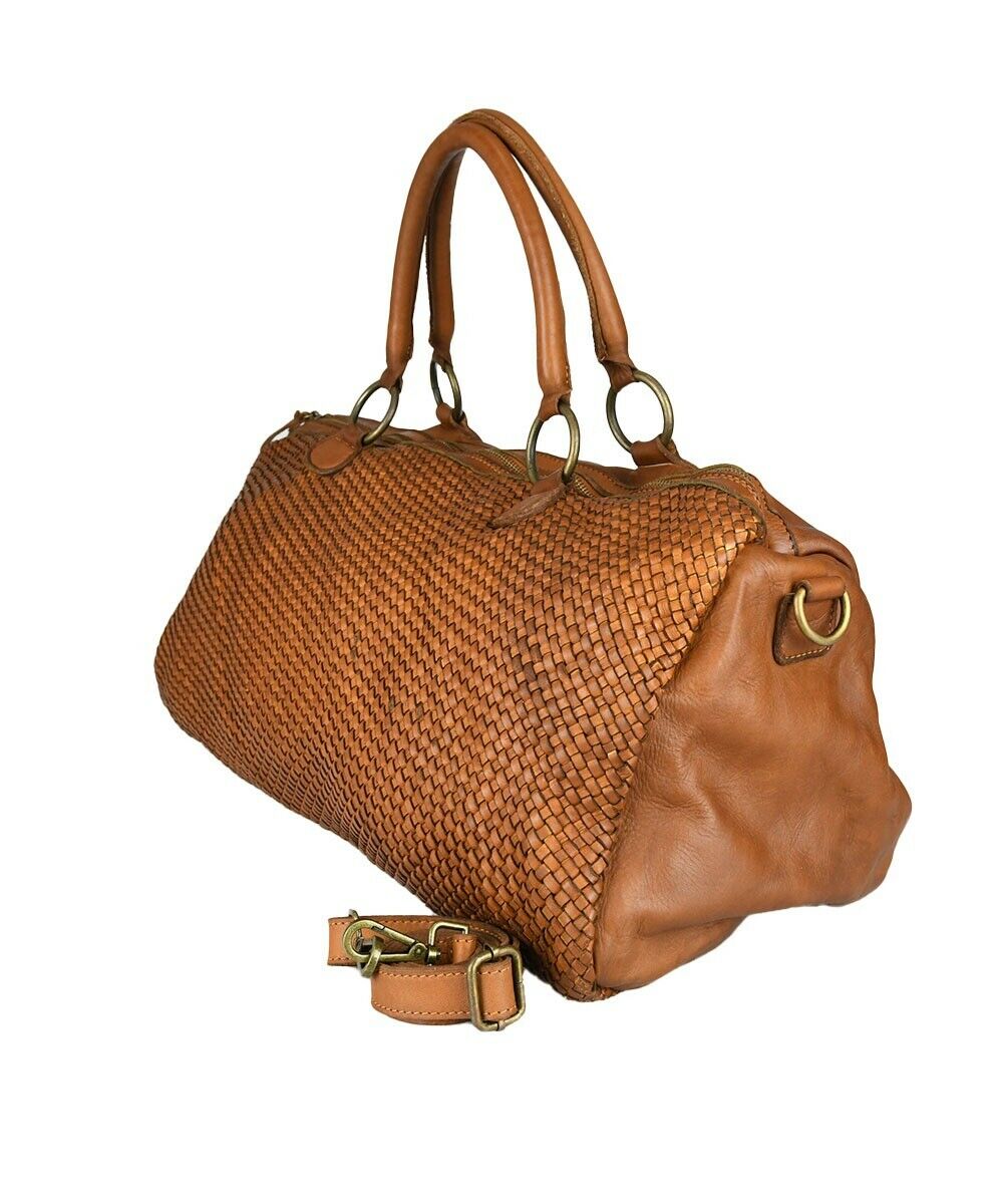 BZNA Bag Bruce cognac Italy Designer Weekender Damen Handtasche Schultertasche