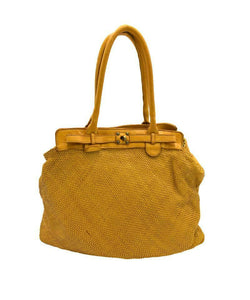 BZNA Bag Daria Gelb vintage Designer Damen Leder Handtasche Schultertasche