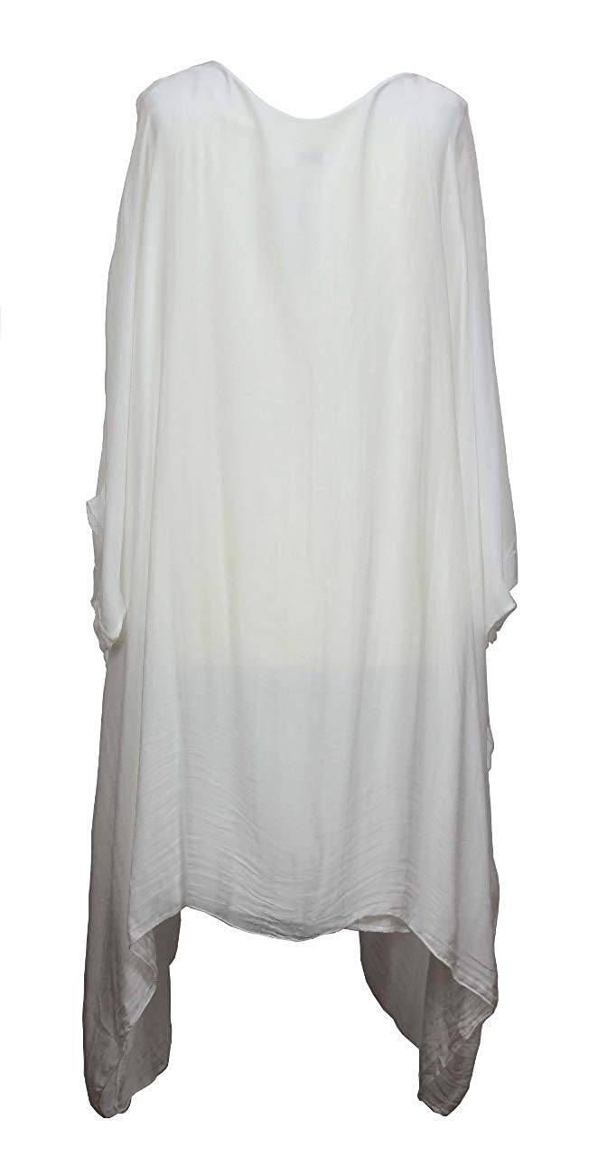 BZNA Ibiza 100% Seiden Tunika Weiß Kleid Dress Seidenbluse Seidentunika 36 40 42 44 46 one size Damen Dress Oberteil elegant