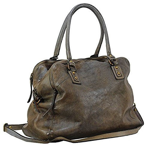 BOZANA Bag Lue taupe Italy Designer Messenger Damen Handtasche Ledertasche Schultertasche Tasche Leder Shopper Neu