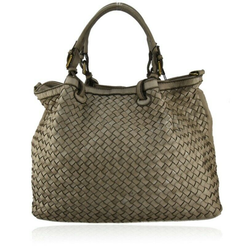 BZNA Bag Rina Taupe Lederfarben Italy Designer Damen Handtasche Schultertasche