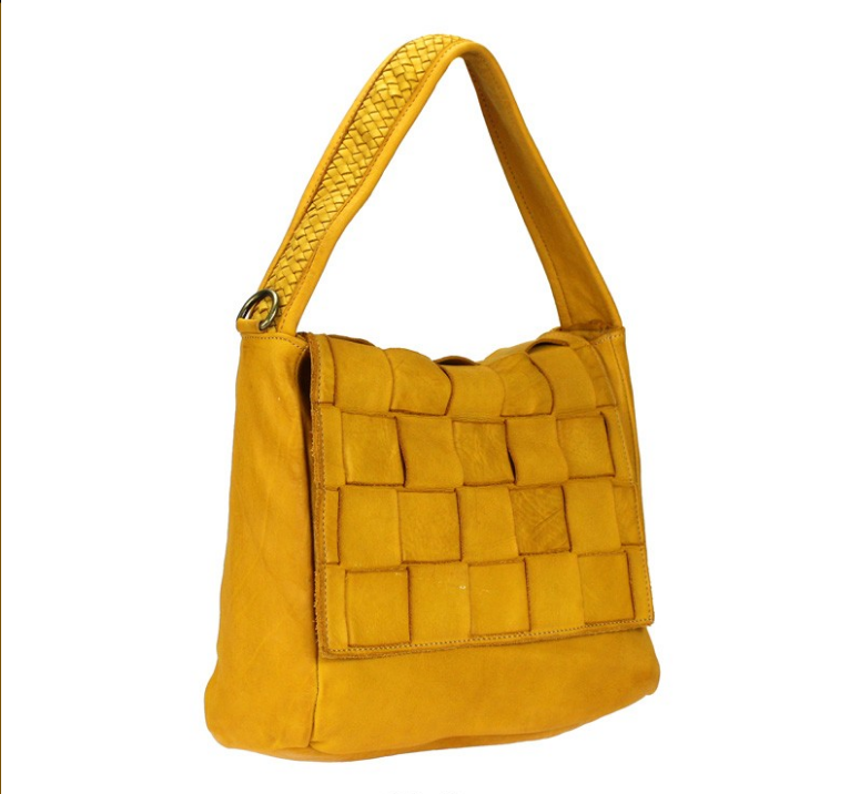 BZNA Bag Jucy Gelb Italy Designer Messenger Damen Handtasche Schultertasche