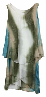 Load image into Gallery viewer, BZNA Ibiza Empire Batik Dress Grün Sommer Lagenkleid Seidenkleid Damen Seide
