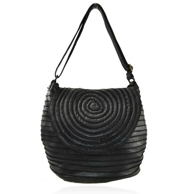 BZNA Bag Hazel Black Italy Designer Beutel Umhängetasche Damen Handtasche Leder