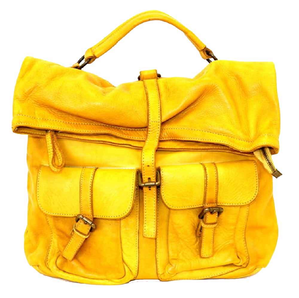 BZNA Bag Yago gelb Backpacker Designer Rucksack Damenhandtasche Schultertasche Leder Nappa Italy Neu
