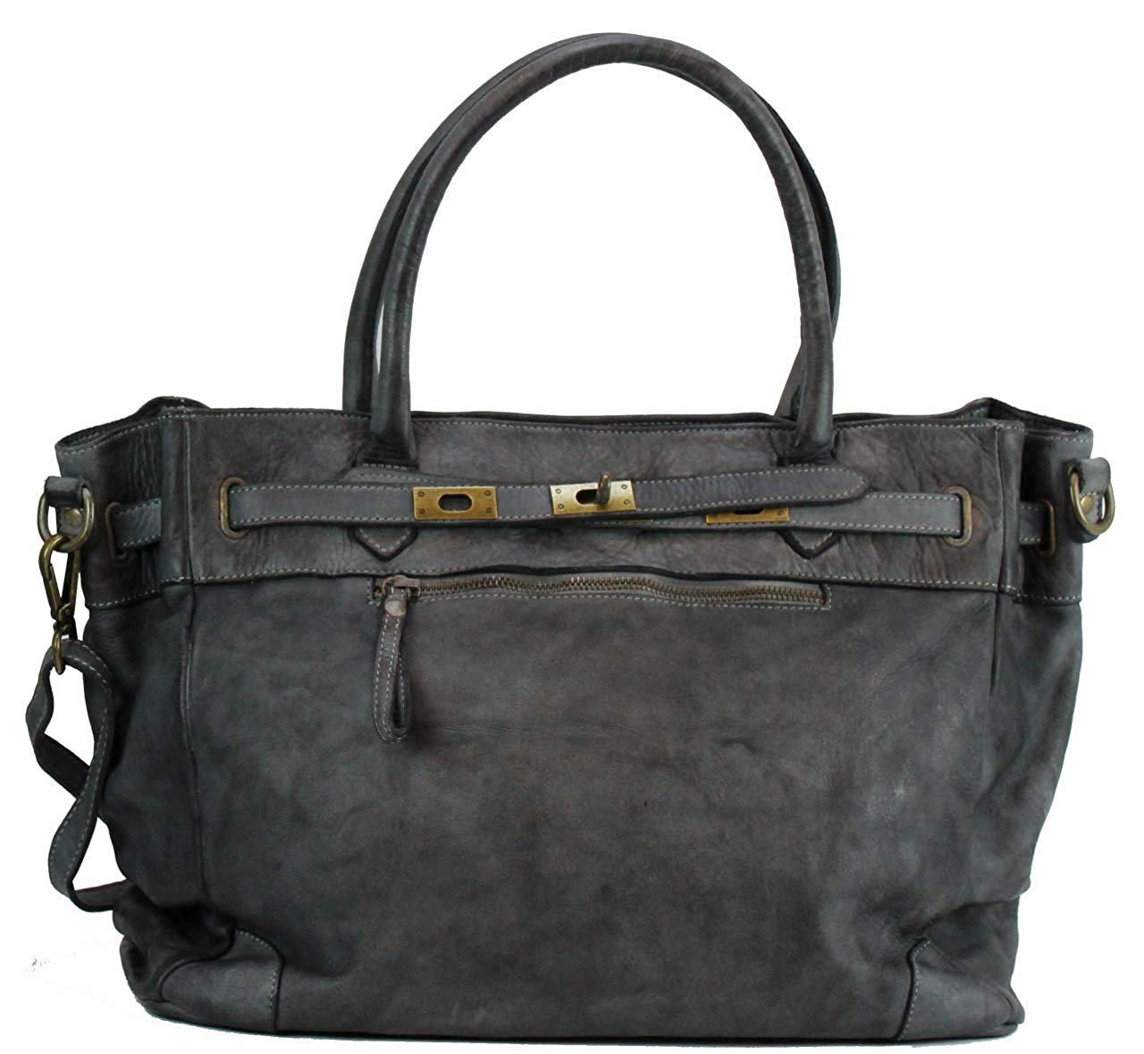 BZNA Bag Mila Taupe vintage Italy Designer Business Damen Handtasche Ledertasche Schultertasche Tasche Leder Shopper Neu