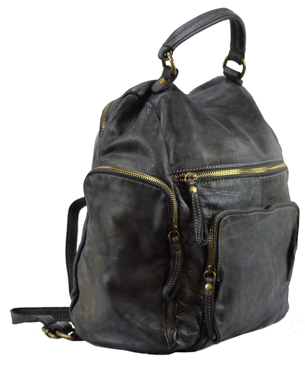BZNA Bag Stella grey Backpacker Designer Rucksack Damenhandtasche Schultertasche Leder Nappa sheep ItalyNeu