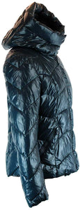 BZNA Petrol Blau glänzend warm Größe: XL/XXL Damen Kragen Kapuzenjacke gefüttert Winterjacke Parka Steppjacke mit Kapuze warm & Winddicht