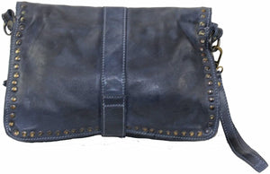 BOZANA Bag Lena blue Italy Designer Clutch Umhängetasche Damen Handtasche Schultertasche Tasche Leder Shopper Neu