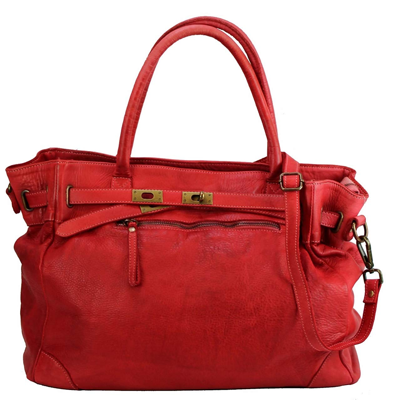 BZNA Bag Mila Rot rosso vintage Italy Designer Business Damen Handtasche Ledertasche Schultertasche Tasche Leder Shopper Neu