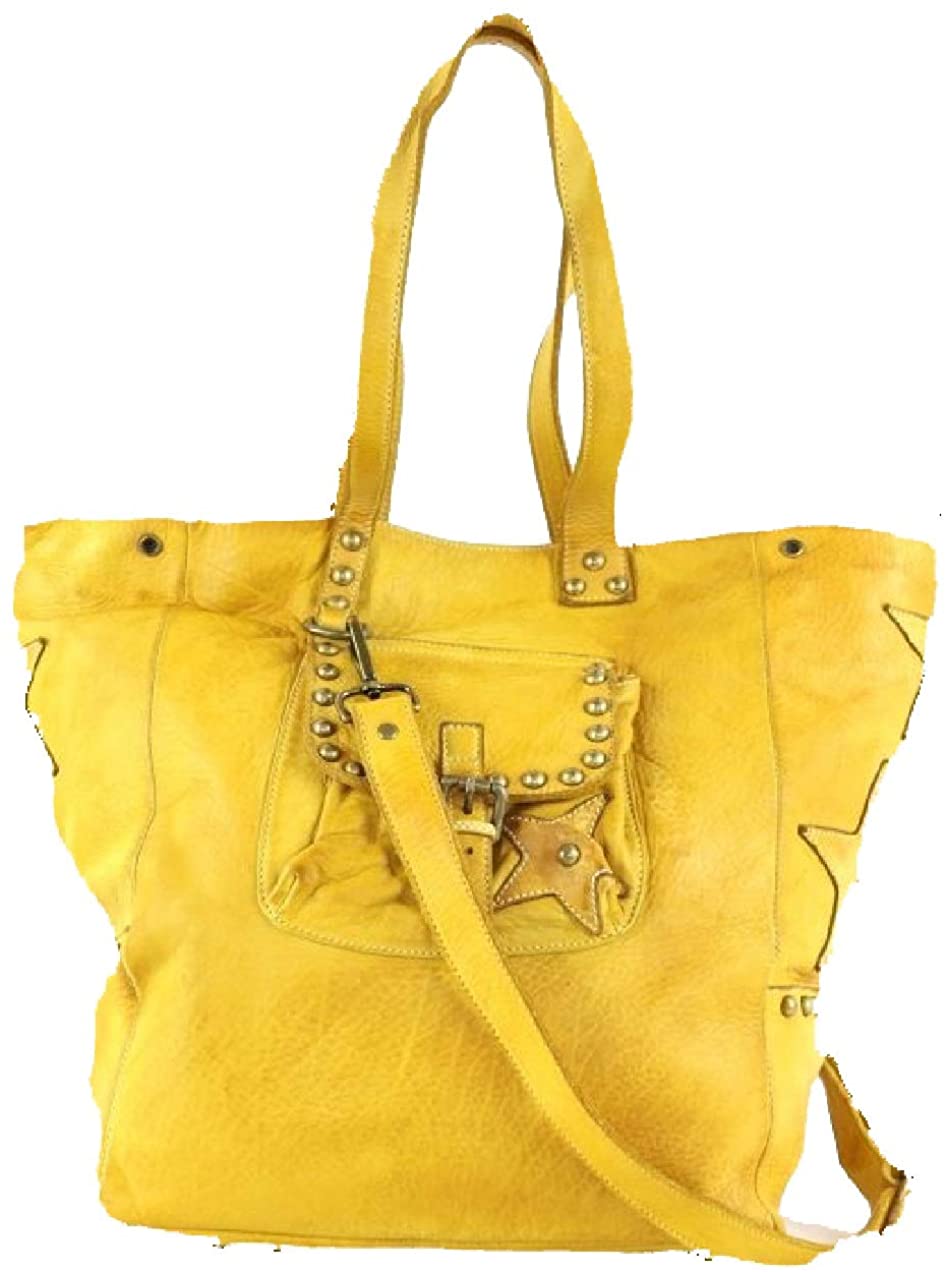 BZNA Bag Maja gelb Italy Designer Damen Handtasche Ledertasche Schultertasche Tasche Leder Shopper Neu