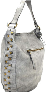 Load image into Gallery viewer, BZNA Bag Samanta grau Italy Designer Damen Handtasche Schultertasche Tasche Leder Shopper Neu
