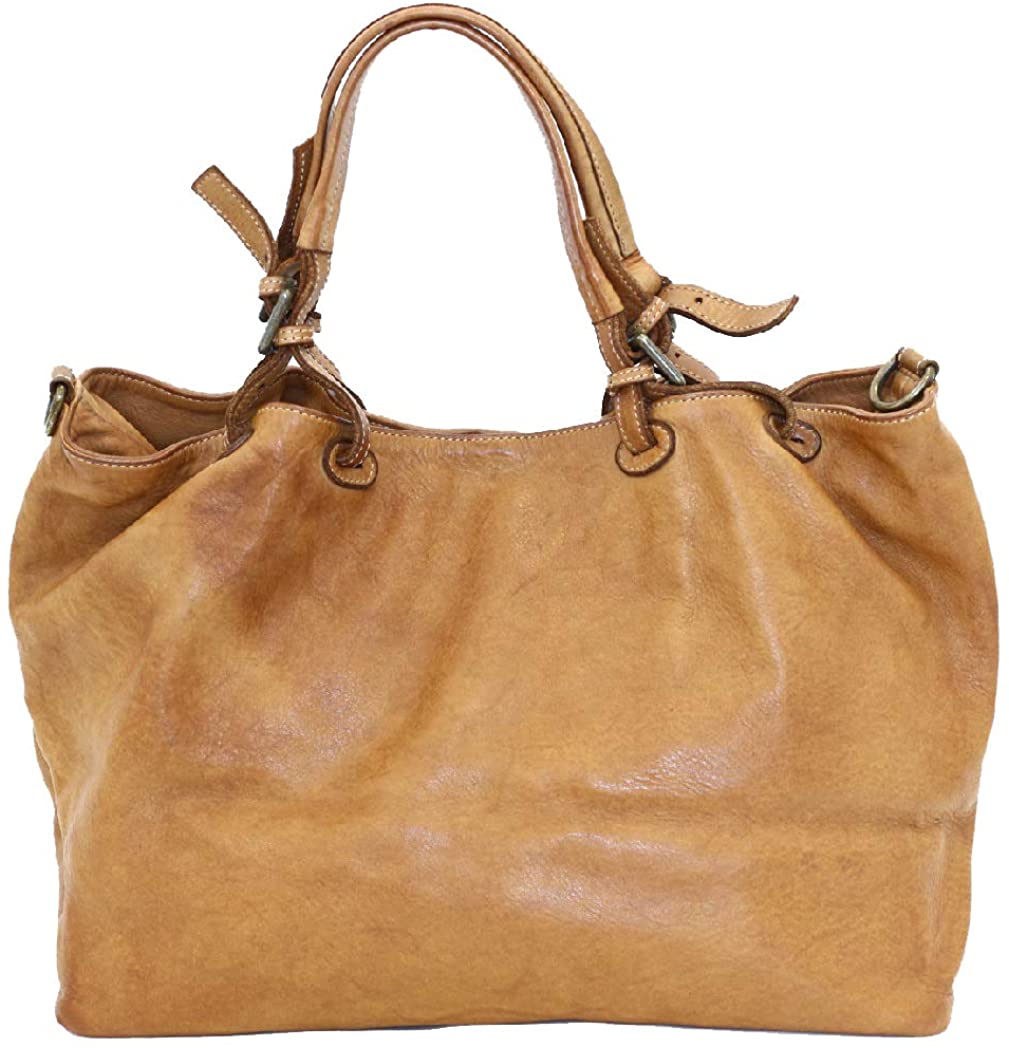 BZNA Bag Fee cognac Lederfarben Italy Designer Damen Handtasche Schultertasche Tasche Calf Leather Shopper Neu