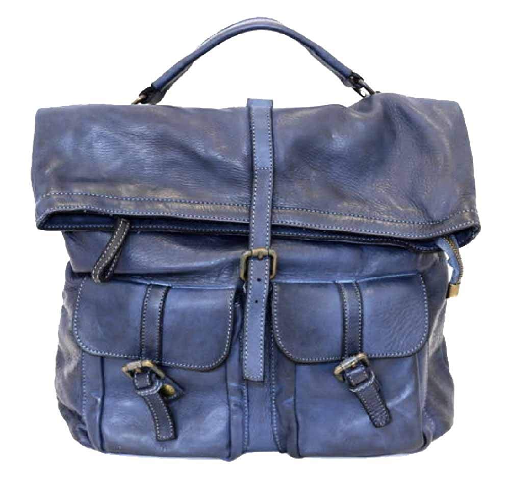 BZNA Bag Yago blau Backpacker Designer Rucksack Damenhandtasche Schultertasche Leder Nappa Italy Neu