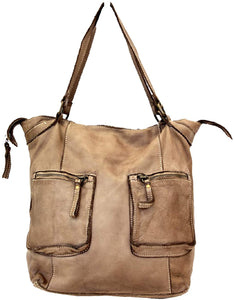 BZNA Bag Allegra taupe Italy Designer Damen Handtasche Schultertasche Tasche Leder Shopper Neu