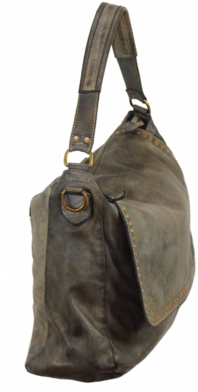BOZANA Bag Jule grey Italy Designer Messenger Damen Handtasche Schultertasche Tasche Schafsleder Shopper Neu
