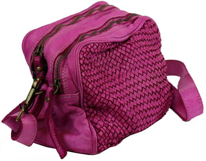 BZNA Bag Lucy Pink fuxia Italy Designer Clutch Braided Ledertasche Umhängetasche Damen Handtasche Schultertasche Tasche Leder Shopper Neu