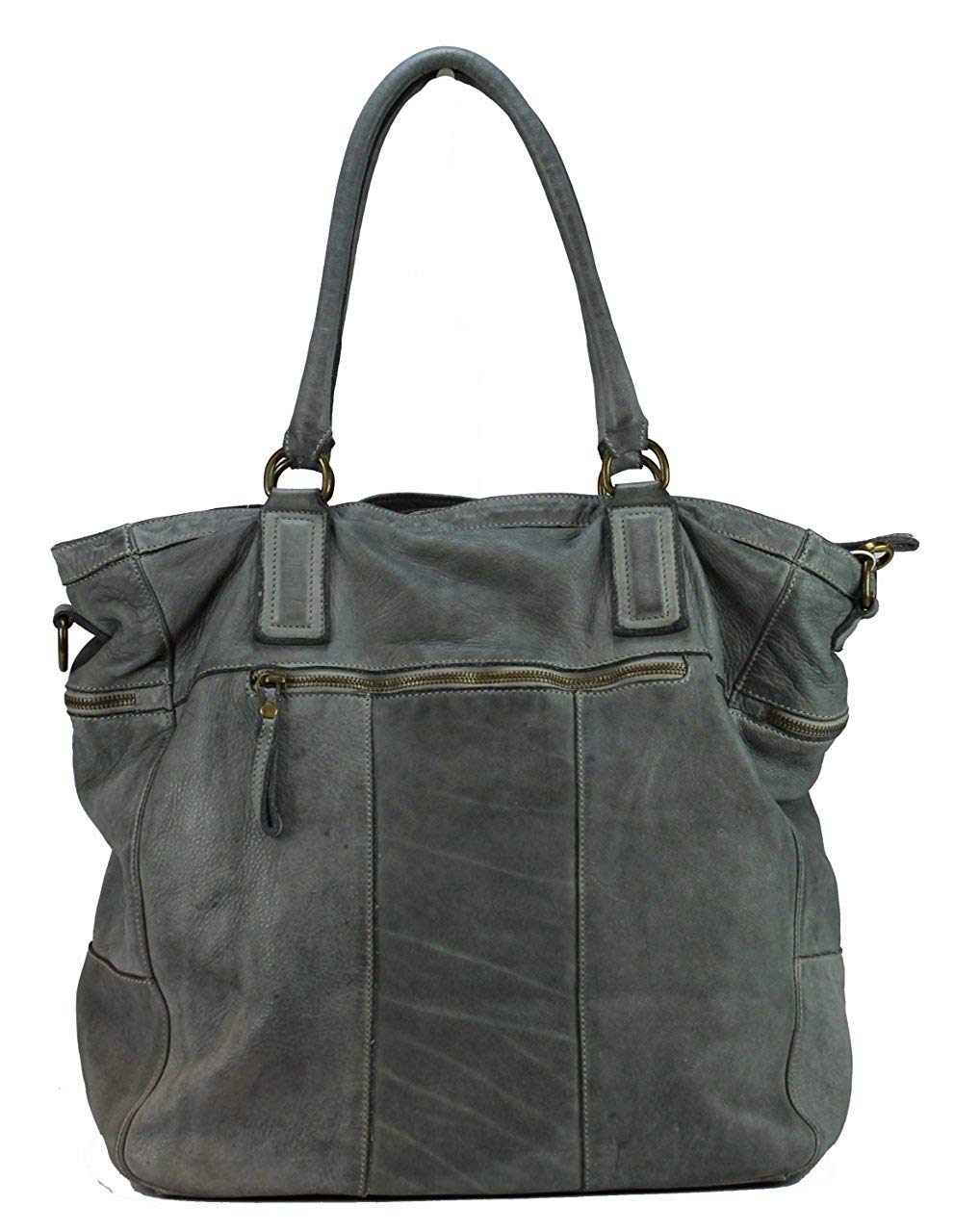 BZNA Bag Boney Grau grey Italy Designer Damen Handtasche Ledertasche Schultertasche Tasche Leder Shopper Neu