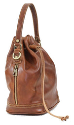 Load image into Gallery viewer, BZNA Firenze Alea cognac Laced bag vegetable plant tanned leather italy handmade Florence Designer Ladies Handbag Shoulder New
