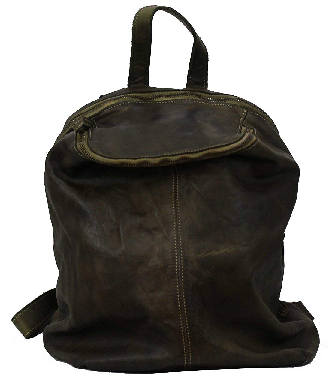 BZNA Bag Richie verde Backpacker Designer Rucksack Damenhandtasche Schultertasche Leder Nappa sheep ItalyNeu