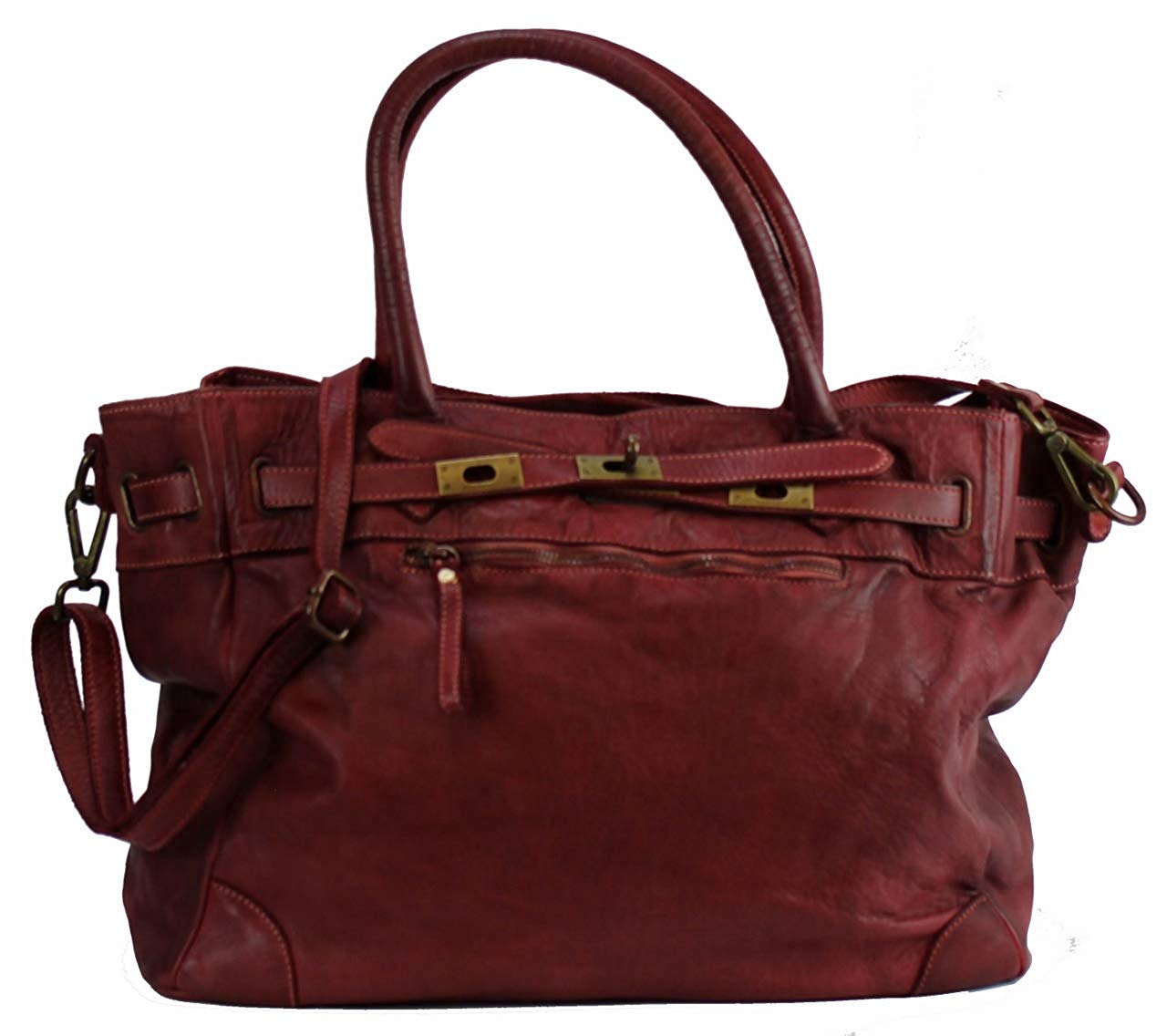 BZNA Bag Mila Weinrot vintage Italy Designer Business Damen Handtasche Ledertasche Schultertasche Tasche Leder Shopper Neu