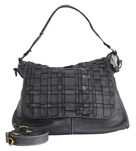 Bozana Bag Jade schwarz Italy Designer Messenger Damen Handtasche Schultertasche Tasche Schafsleder Shopper Neu