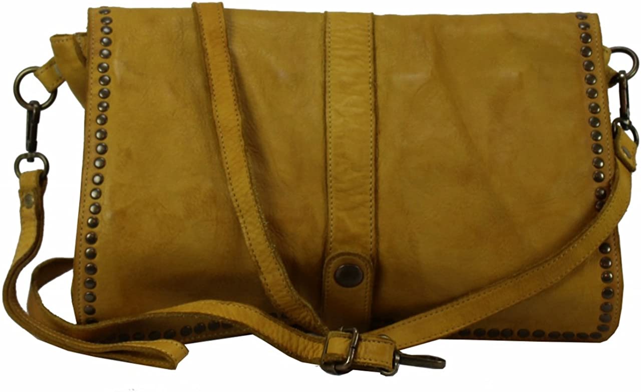 BOZANA Bag Luna giallo Italy Designer Clutch Umhängetasche Damen Handtasche Schultertasche Tasche Leder Shopper Neu