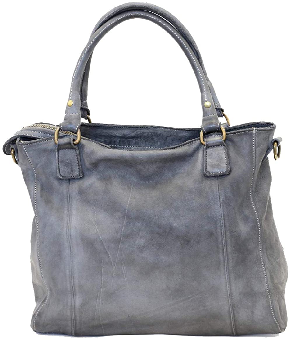 BZNA Bag Emy grau grey Italy Designer Damen Ledertasche Handtasche Schultertasche Tasche Leder Beutel Neu