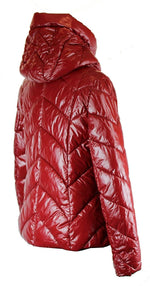 Load image into Gallery viewer, BZNA Rot glänzend warm Größe: M/L Damen Kragen Kapuzenjacke gefüttert Winterjacke Parka Steppjacke mit Kapuze warm &amp; Winddicht
