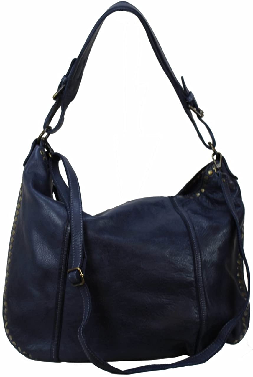 BOZANA Bag Giulia blue Italy Designer Damen Handtasche Schultertasche Tasche Leder Shopper Neu