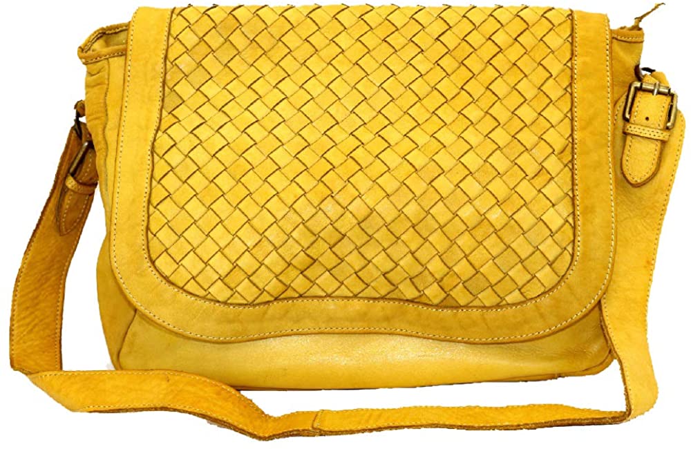 BZNA Bag Siena gelb Italy Designer Damen Handtasche Schultertasche Tasche Calf Leather Shopper Neu