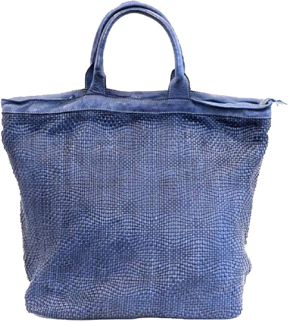 BZNA Bag Roma Blau Italy langer abnehmbarer Schultergurt Designer Damen Handtasche Schultertasche Tasche Schafsleder Shopper Neu