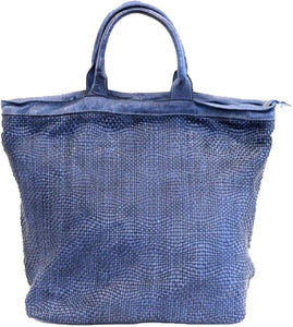 BZNA Bag Roma Blau Italy langer abnehmbarer Schultergurt Designer Damen Handtasche Schultertasche Tasche Schafsleder Shopper Neu