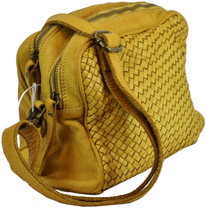 BZNA Bag Lucy Gelb Yellow Italy Designer Clutch Braided Ledertasche Umhängetasche Damen Handtasche Schultertasche Tasche Leder Shopper Neu
