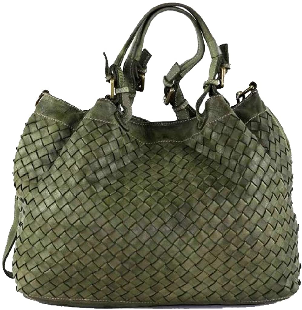 BZNA Bag Fina small grün Lederfarben Italy Designer Damen Handtasche Schultertasche Tasche Schafsleder Shopper Neu